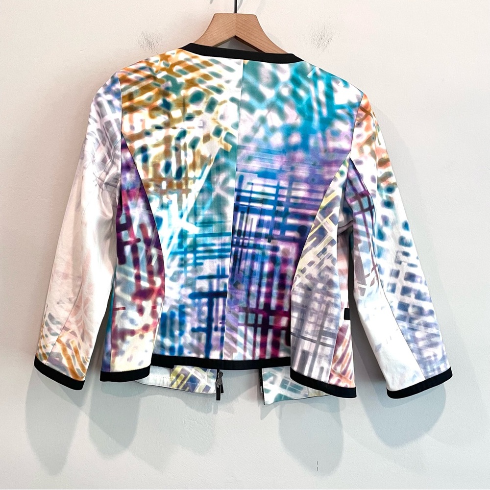 Apriori Zip Front Abstract Multi Colored Blazer Jacket - Picture 11 of 13